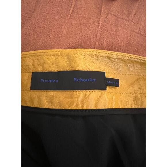 Proenza Schouler Asymmetrical Leather Lambskin Wool Trim Skirt Women’s Orange 10 - Picture 4 of 10